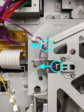The position-B sensor connector and its cable stay.